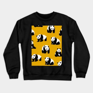 Pandas on a Mustard Yellow Background Crewneck Sweatshirt